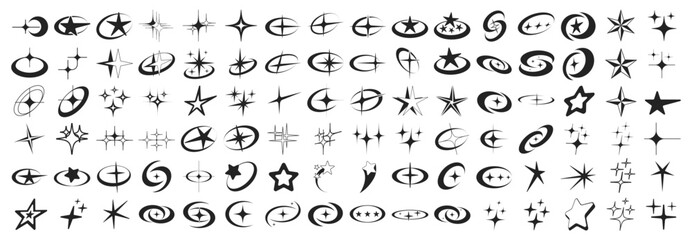 Abstract Y2k Star Shapes Vector Design. Set Of Geometric Spark Graphics Elements. © t1m0n344