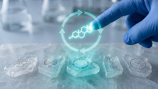 Sports metabolism and endocrine system concept, clinician monitoring hormonal cycles, metabolic rate analysis, circadian rhythm tracking, energy balance, biological regulation, endocrine