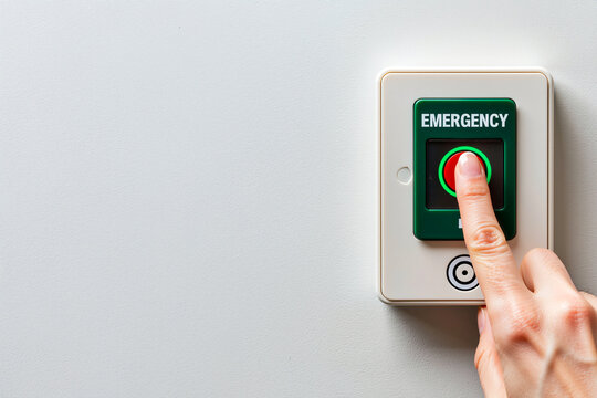 非常ボタンを押す指 | Finger pressing the emergency button Generative AI