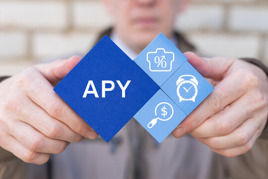 Business and finance concept of APY Annual Percentage Yield. APY vs. APR.