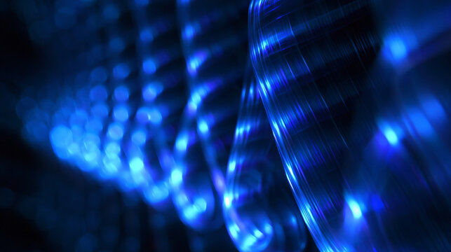 Glowing Blue Fiber Optic Cable for High Speed Data Transfer
