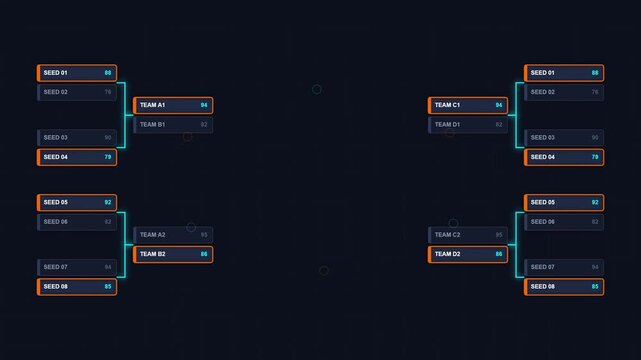 Basketball competition tournament bracket motion graphic display