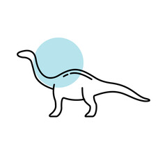Long Neck Sauropod Dinosaur Icon Four Legged Prehistoric Giant Reptile Line Art Outline Vector Icon Coloring Book Page Illustration Design Element For Dinosaur Prehistoric Animal Wildlife Educational  © RM Design