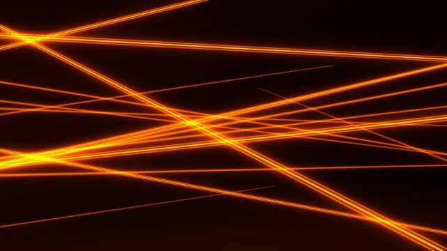 Orange glowing light lines across black background in abstract dark pattern