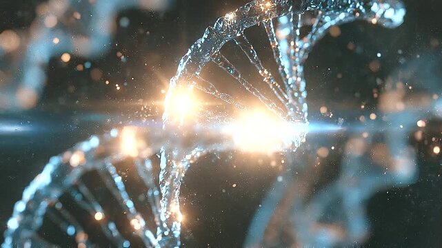 Genetic engineering concept with CRISPR DNA editing glowing in 3D holographic double helix, futuristic biotechnology research, molecular biology render
