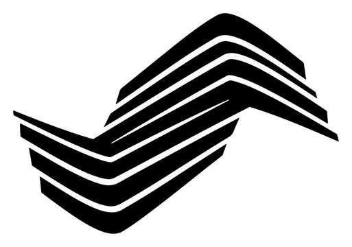 Geometric abstract architectural logo with parallel lines, modern stripes folding shape design element vector