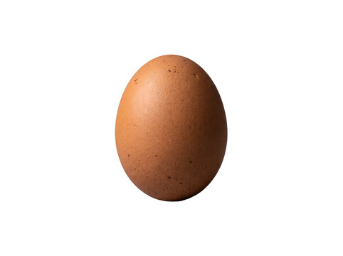 Hyper-realistic fresh brown chicken egg with natural shell texture and subtle imperfections, isolated as a clean food cutout with transparent background.
