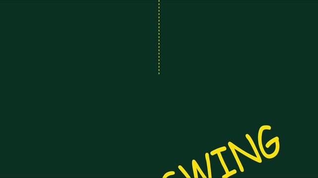 Minimalist swing motion animation with yellow text on dark green 4k background, typography