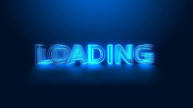 Glowing blue abstract line typography displayed against dark digital background