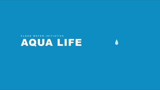 Clean water initiative aqua life motion with falling water drop on blue animation 4k background, blue background