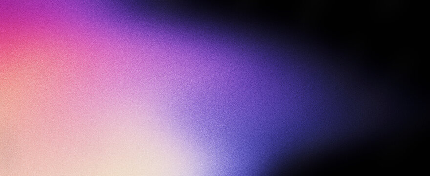 Glowing abstract grainy gradient background, purple blue pink white black noisy texture color shape banner poster cover header backdrop design