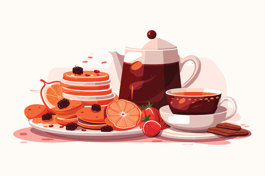 Breakfast with coffee isolated