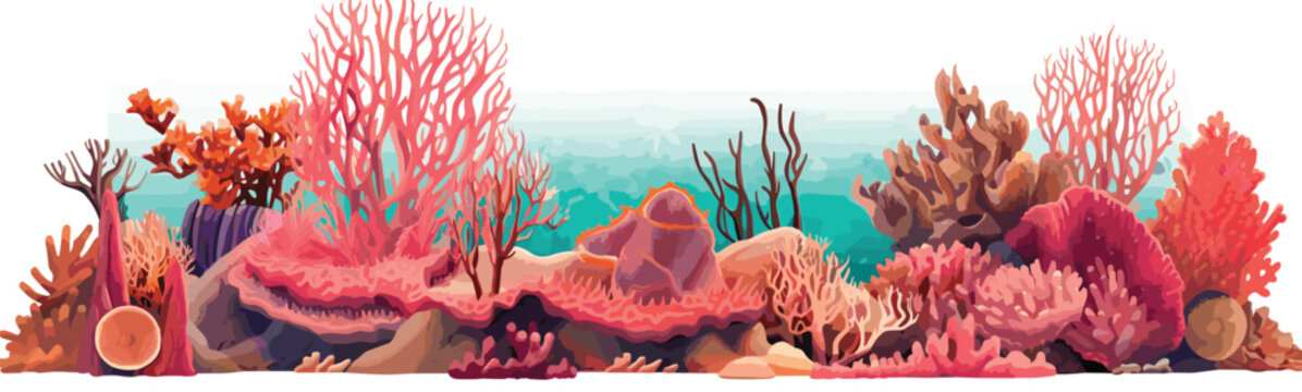 Bustling coral reef isolated