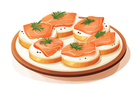 Canape with salmon isolated