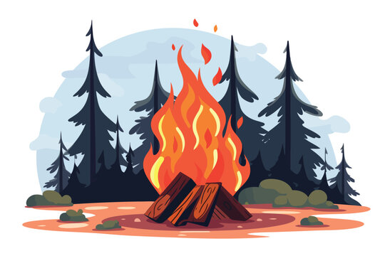 camp fire vector flat minimalistic isolated illustration