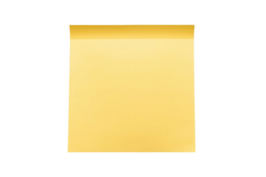 Blank yellow sticky note with curled top edge