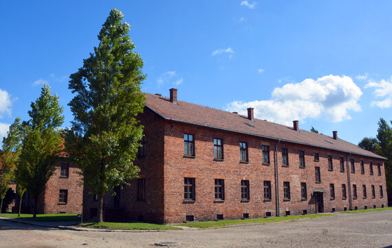 AUSCHWITZ BIRKENAU POLAND: Prisoners barracks of Auschwitz concentration camp was a complex of concentration and extermination camp operated by Nazi Germany in occupied Poland during WWII