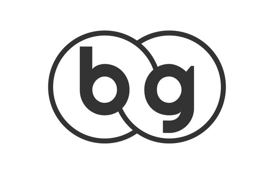 BG business company emblem with outline rounds and letters b g. Logo template of two merged circles for brand identity, logotype. Vector Infinity symbol