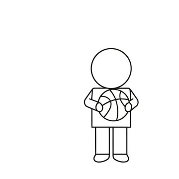 Simple drawing of a person holding a basketball