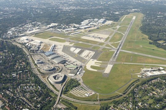 Aerial view, Hamburg Airport, Fuhlsb&uuml;ttel, Hamburg, Germany