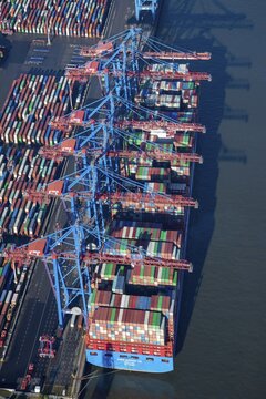 Germany, Hamburg, port, container ship, CTA Altenwerder, logistics, aerial photo