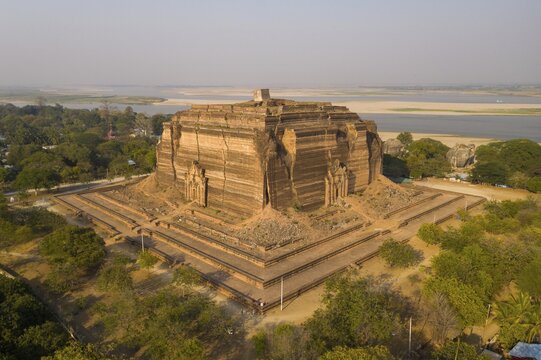Aerial view, Mingun Pagoda, Mingun, Myanmar