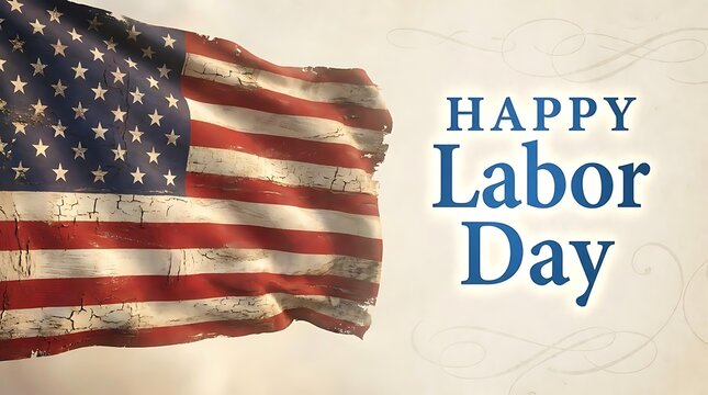 American flag with Happy Labor Day text