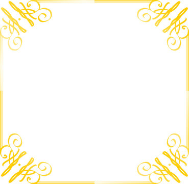 Elegant golden decorative border frame with ornate corners