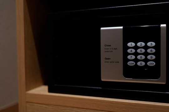 金庫の暗証番号キーパッド。セキュリティロック機能。貴重品保管。