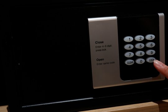 金庫の暗証番号キーパッド。セキュリティロック機能。貴重品保管。