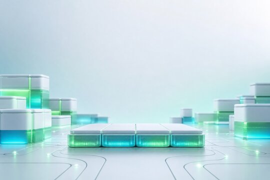 Battery Storage Illustration With Clean Modular Energy Blocks