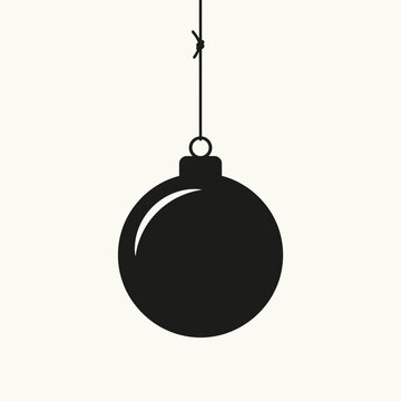Black silhouette of a heavy demolition ball hanging from a rope, vector icon for impact, power, danger, or destruction