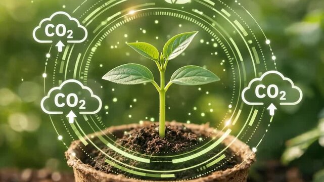 Carbon Emissions and Green Plant Sustainability Concept