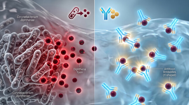 Antibodies neutralizing diphtheria toxin produced by bacteria