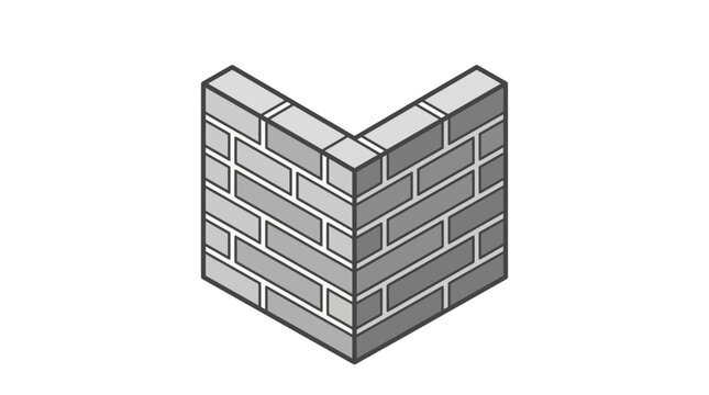 Isometric Brick Wall Corner Illustration