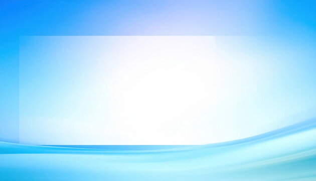 Blue abstract wave background with bright white center and flowing aqua curve creating clean modern banner design