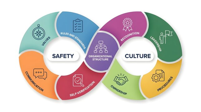 Business organizational culture and safety infographic