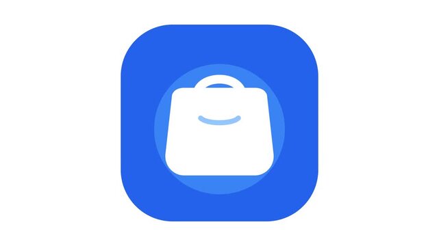 Blue shopping bag app icon design vector animation concept