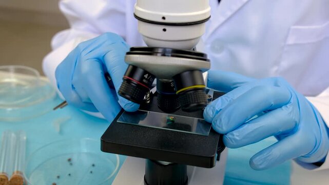 The tick laboratory is conducting an analysis. Selective focus.
