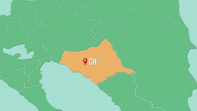 Mapa de Nicaragua con divisi&oacute;n pol&iacute;tica resaltando el departamento de Chontales