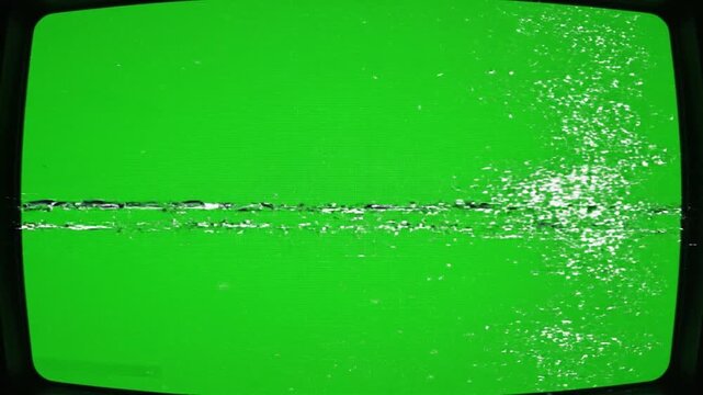 Vintage Television Broadcast Static Green Screen Noise Retro Digital Interference Unsettling Chaotic Atmosphere Nostalgia