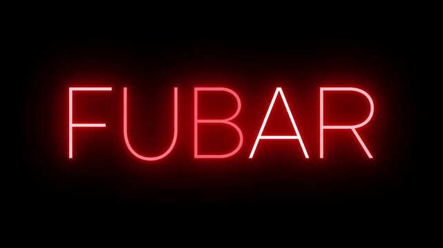 FUBAR Red Neon Sign Glowing on Dark Background