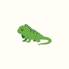 Fototapeta premium Cute Iguana Cartoon Vector, Wild Reptile Character