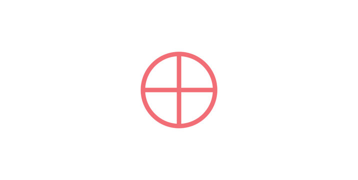 Oplus Symbol or Circled Plus. Letter O plus.