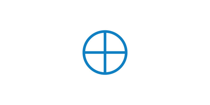 Oplus Symbol or Circled Plus. Letter O plus.