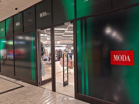 Rovaniemi, Finland-Dec. 1st 2025: MODA brand clothing store 