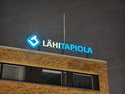 Rovaniemi, Finland-Dec. 1st 2025: L&auml;hitapiola insurance company logo sign on building