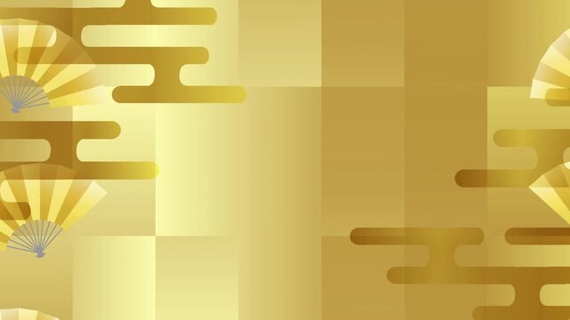Gold Japanese Fan Patterned Texture 4K