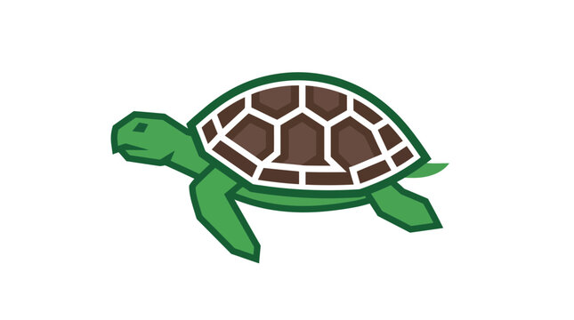 A simple vector illustration of a green turtle on a white background
