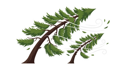 Pine Trees Bending in Strong Wind Illustration © Lungguh